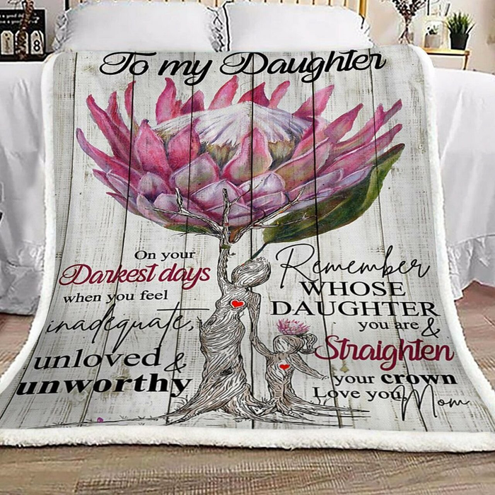 Personalized Premium Blanket To My Daughter Rustic Protea Tree Printed Custom Name Fleece Blankets