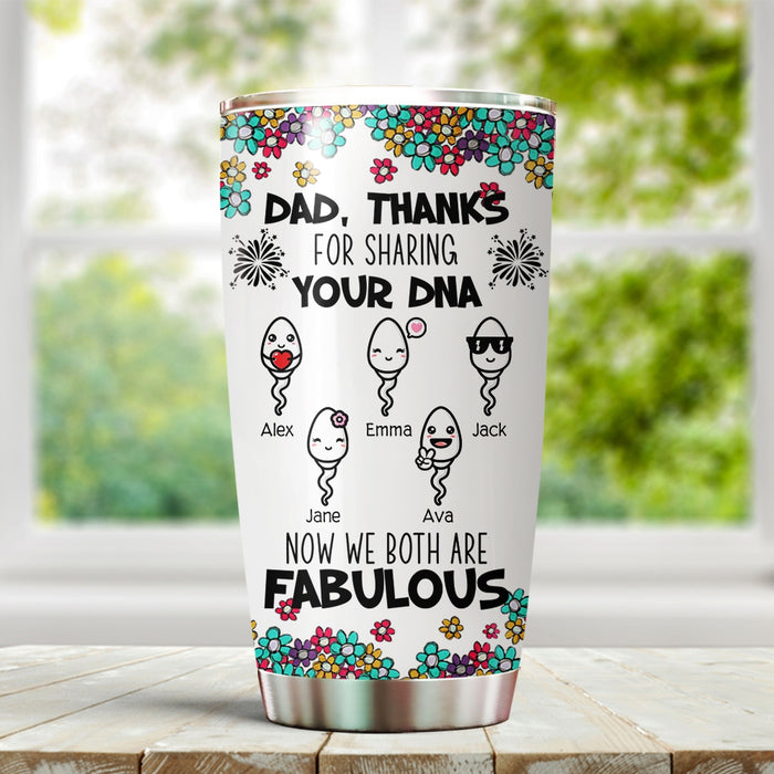 Personalized To My Dad Tumbler From Son Daughter Sperms Thanks For Sharing Your Dna Custom Name 20oz Travel Cup Gifts