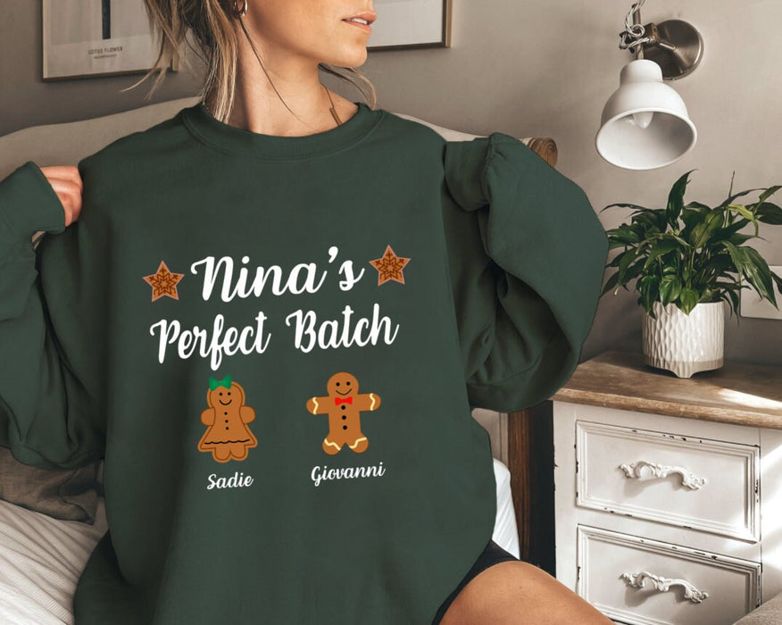 Personalized Sweatshirt For Grandma From Grandkids Gigis Perfect Batch Ginger Bread Custom Name Shirt Christmas Gifts