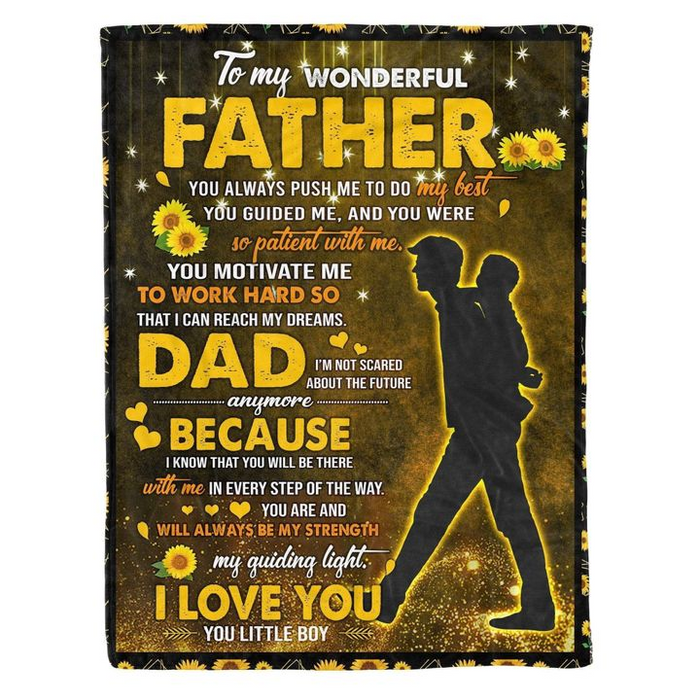 Personalized To My Wonderful Father My Strength My Guiding Light Fleece Blanket From Son Sunflower Design Blanket