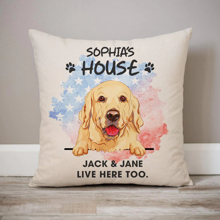Personalized Square Pillow Gifts For Dog Owner Welcome To The Dog House Custom Name Sofa Cushion For Birthday