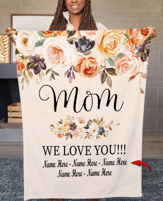 Personalized Fleece Blanket To My Grandma From Grandkids Grandma We Love You Custom Name Beautiful Rose Printed