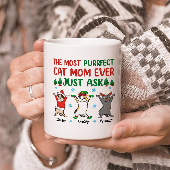 Personalized Coffee Mug Gifts For Cat Owners Purrfect Cat Mom Ever Just Ask Custom Name White Cup For Christmas