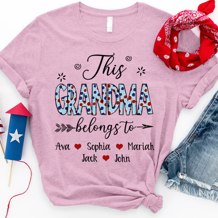 Personalized T-Shirt For Grandma This Grandma Belongs Polka Dot & Arrows Printed Custom Name Mother's Day Shirt