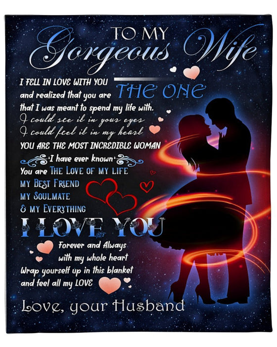 Personalized To My Gorgeous Wife Blanket From Husband You Are The Love Of My Life Romantic Couple Printed For Valentines