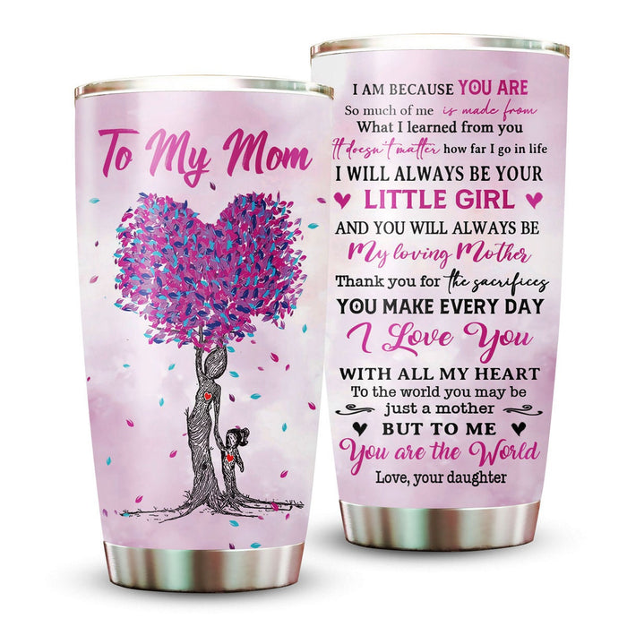 Personalized Tumbler To Mommy Hand In Hand Pink Heart Shaped Unique Gifts For Mom Custom Name Travel Cup For Birthday