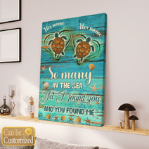Personalized Canvas Wall Art For Couples Sea Turtle So Many In The Sea Custom Name Poster Prints Anniversary Gifts