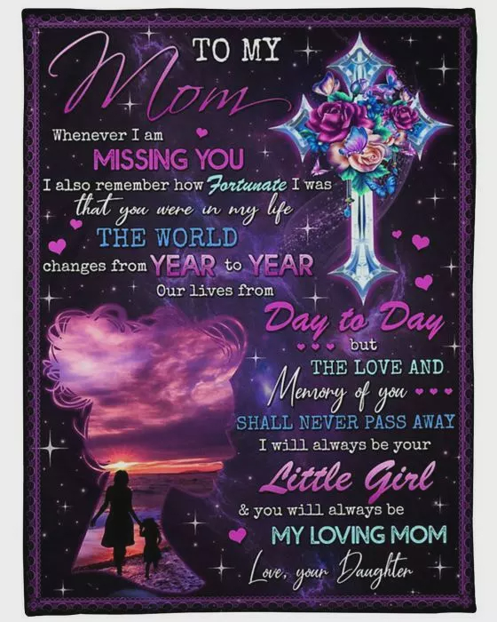 Personalized Blanket To My Mom From Daughter Christian Cross With Flower Printed Galaxy Background Custom Name