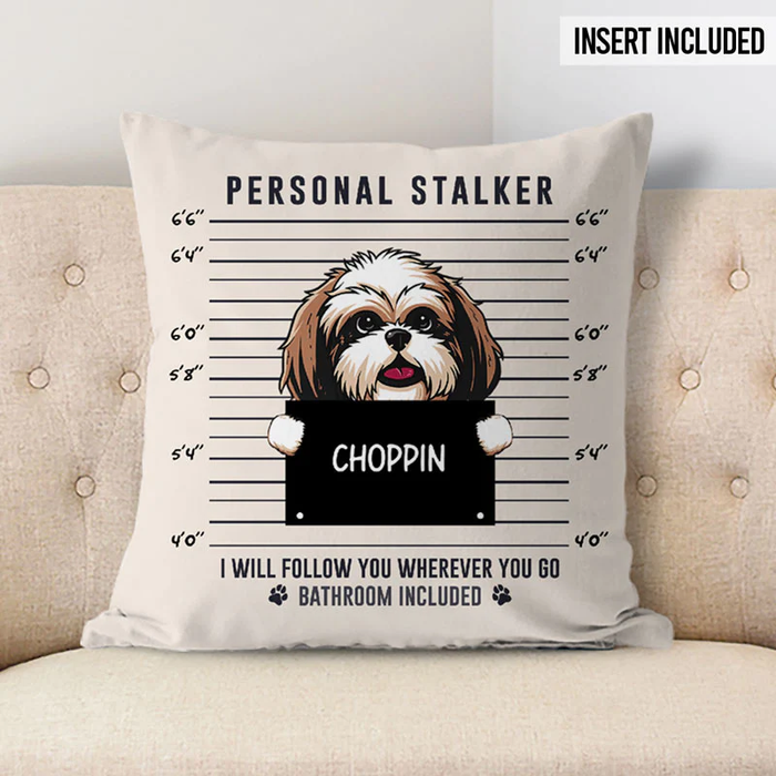 Personalized Square Pillow Gifts For Dog Owner Personal Stalker I Will Follow You Custom Name Sofa Cushion For Birthday