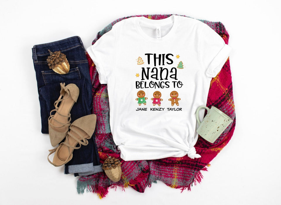 Personalized This Nana Belong To Tshirt For First Grandma Cute Gingerbread Print Tee Classic For Anniversary Christmas