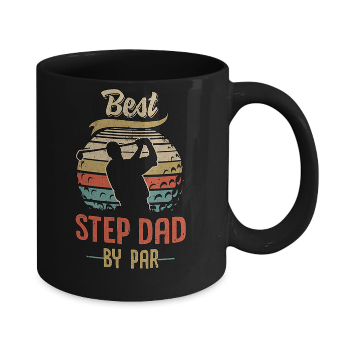 Best Step Dad By Par Coffee Mug Vintage Golf Lovers Gifts For Men Bonus Dad Athlete Coach Gifts for Father's Day