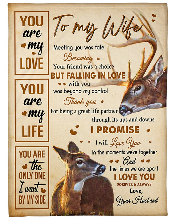 Personalized Blanket For Wife Print Cute Deer Sweet Message You Are My Love Customized Blanket Gifts For Anniversary