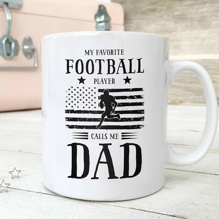 My Favorite Football Player Calls Me Dad Coffee Mug Gifts for Men Daddy Coach for Father's Day