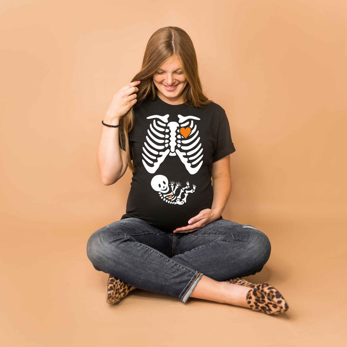 Classic T-Shirt For Women Skeleton Maternity Halloween Pregnancy Shirt Skeleton Baby Shirt For New Mom