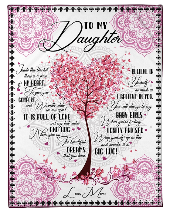 Personalized Blanket To My Daughter From Mom Love And Hug Mandala Style Tree And Butterfly Printed Custom Name