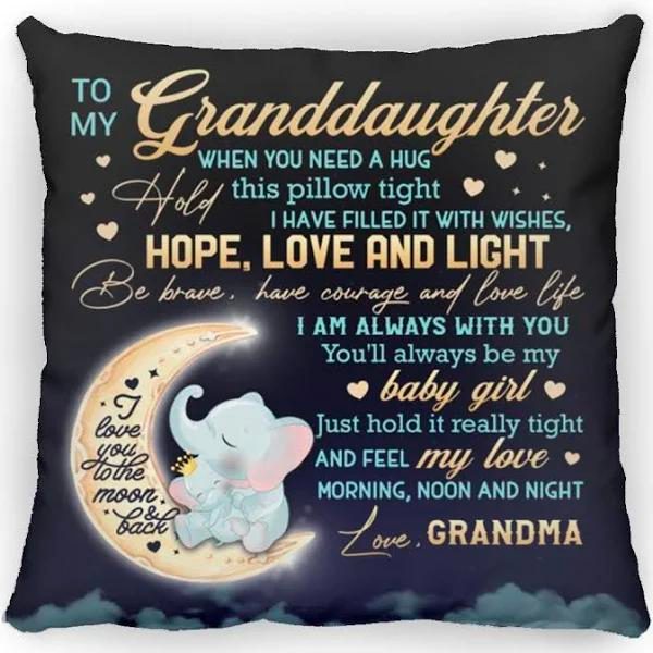 Personalized To My Granddaughter Square Pillow When You Need A Hug Cute Elephant
 Custom Name Sofa Cushion Xmas Gifts