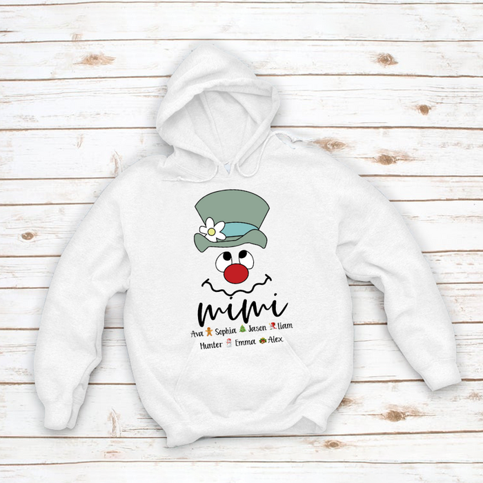 Personalized Hoodie & Sweatshirt For Grandma Mimi Christmas Design Funny Clown Printed Custom Grandkids Name