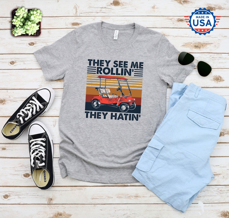 Classic T-Shirt For Golf Lovers They See Me Rollin' They Hatin' Funny Golfing Shirt Retro Vintage Shirt