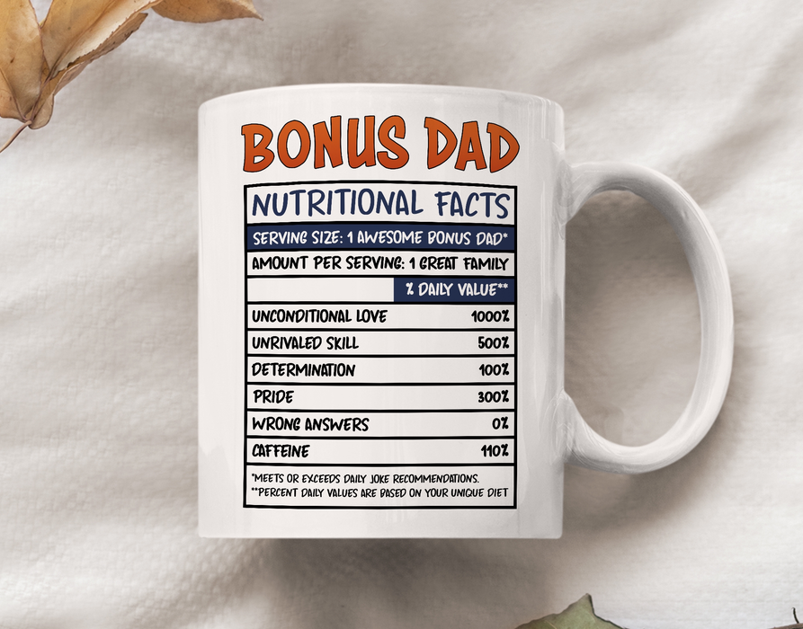 Personalized Ceramic Coffee Mug For Bonus Dad Nutritional Facts Design Custom Name 11 15oz Father's Day Cup