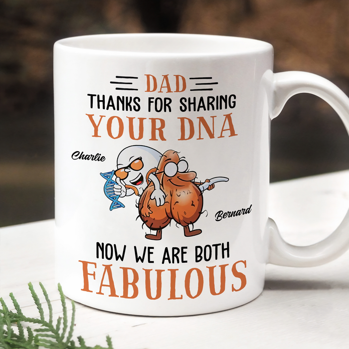 Personalized Ceramic Coffee Mug For Dad Thanks For Sharing Your DNA Funny Sperm Print Custom Kids Name 11 15oz Cup