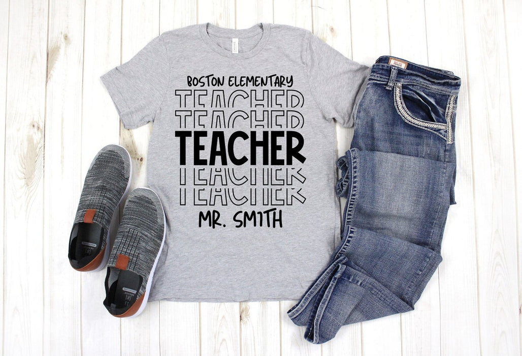 Personalized T-Shirt & Sweatshirt For Teacher Custom School's Name & Teacher's Name Back To School Outfit