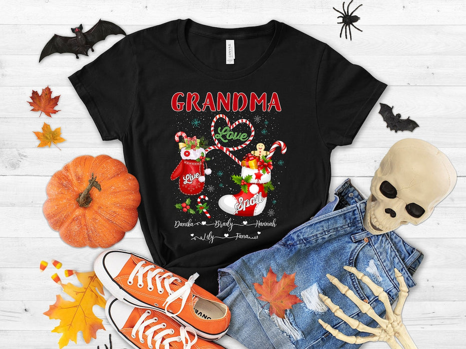 Personalized Grandma Love Live Spoil Shirt From Granddaughter Grandson Funny Tee With Red Plaid Socks T-shirt Ideas