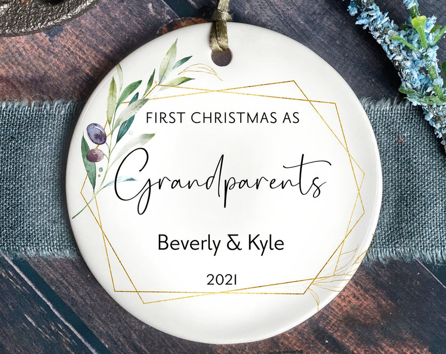 Personalized First Christmas Grandparents Ornament Custom Name And Year Keepsake Announcement Ornament For New Papa Mama