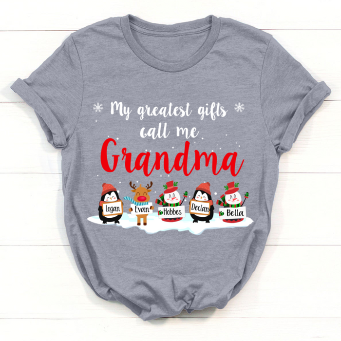 Personalized T-Shirt For Nana My Greatest Gifts Call Me Grandma Christmas Design Custom Grandkids Name