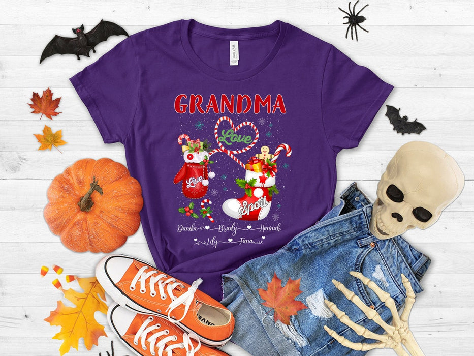 Personalized Grandma Love Live Spoil Shirt From Granddaughter Grandson Funny Tee With Red Plaid Socks T-shirt Ideas