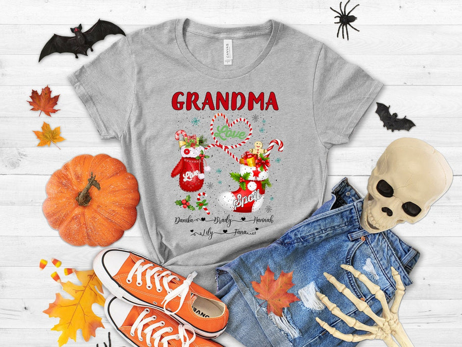 Personalized Grandma Love Live Spoil Shirt From Granddaughter Grandson Funny Tee With Red Plaid Socks T-shirt Ideas