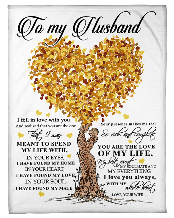 Personalized Love Blanket To My Husband I Fell In Love With You Autumn Heart Tree Prints Custom Name Valentine Blankets