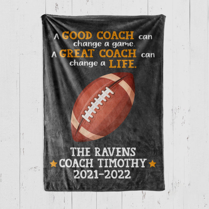 Personalized Blanket For Football Coach Men Women A Good Coach Can Change A Game Custom Name Thank You Gifts For Xmas