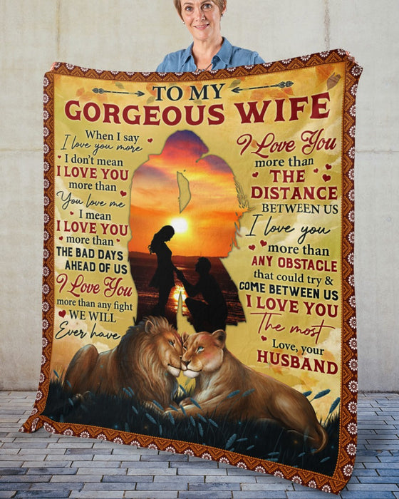 Personalized To My Wife Blanket From Husband Vintage Lion Couple When I Say I Love You Custom Name Gifts For Christmas