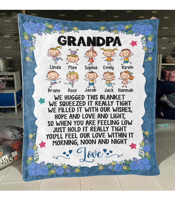 Personalized Blanket To My Grandpa From Grandkid We Hugged This Blanket Flower Print Custom Grandkids Name