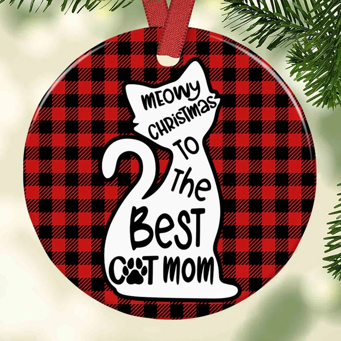 Personalized Ornament For Cat Lovers Christmas Cat Mom Circle Ornament  Custom Name Tree Hanging Gifts For Christmas