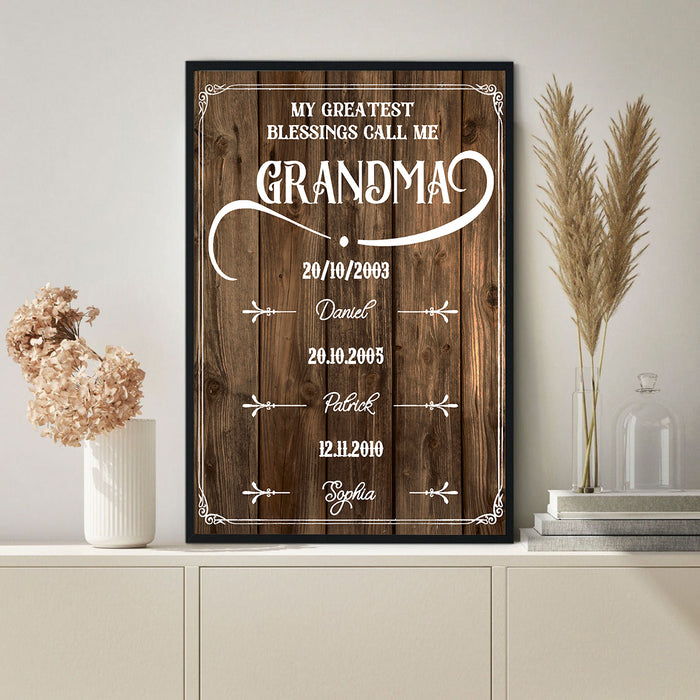 Personalized To My Grandpa Canvas Wall Art My Greatest Blessing Call Me Vintage Design Custom Grandkid's Name