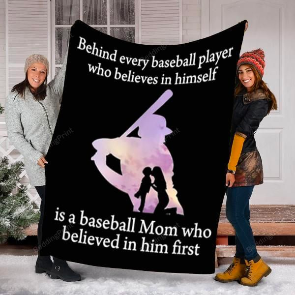 Fleece To My Mom Blanket From Son For Baseball Lovers Behind Every Baseball Player Baseball Mom Blanket