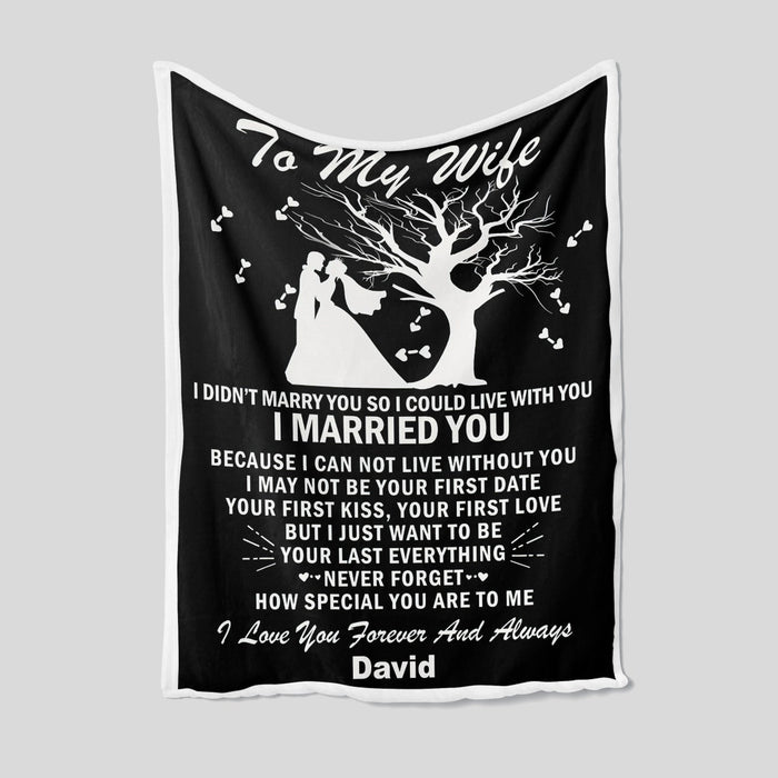 Personalized Wedding Blanket To My Wife Bride & Groom Under Tree Fleece Blanket For Valentines Custom Name
