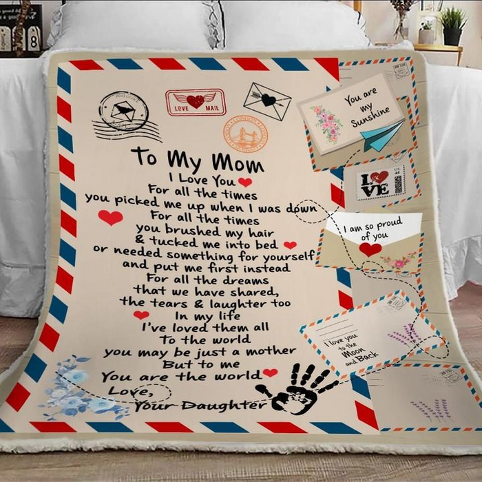 Personalized Airmail Blanket To My Mom From Daughter I Love You For All The Times Letter Fleece Blanket Customized