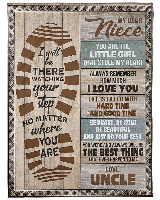Personalized To My Niece Blanket From Aunt Uncle Vintage Wooden Footprints Be Brave Custom Name Gifts For Christmas Xmas