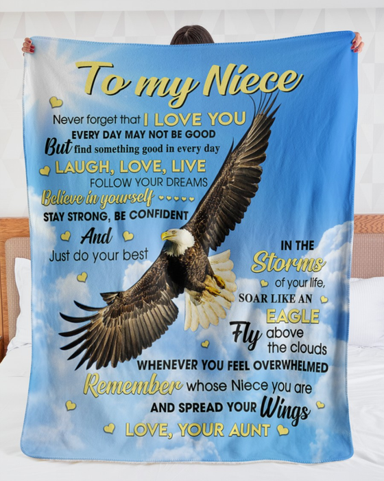 Personalized To My Niece Blanket From Aunt Uncle Flying Eagle Spread Your Wings Custom Name Gifts For Christmas Xmas