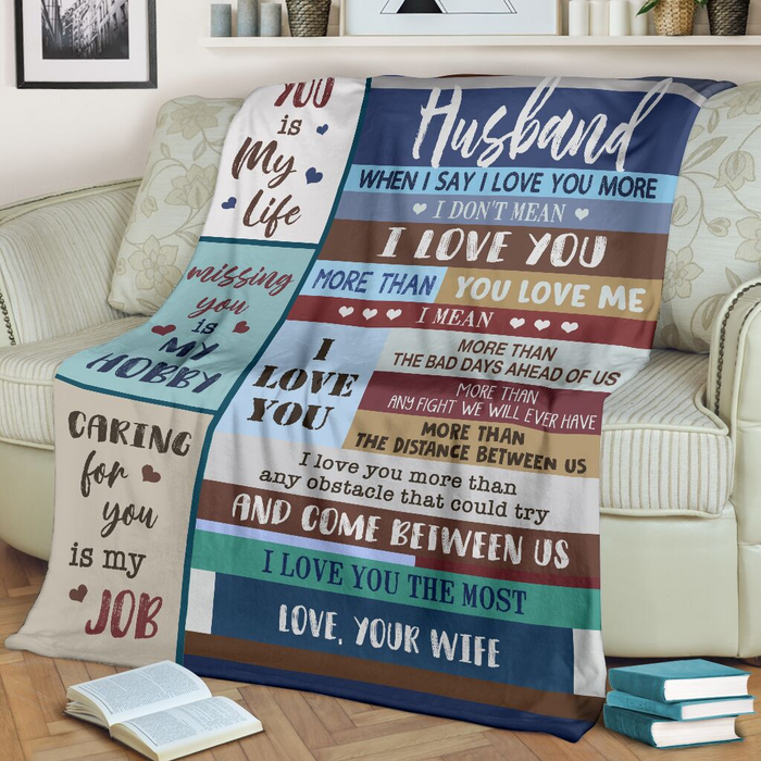 Personalized To My Husband Loving You Is My Favorite Blue Wooden Fleece Sherpa Blanket From Wife Custom Name