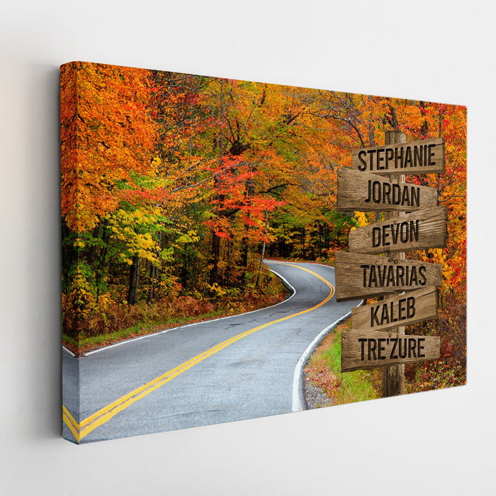 Personalized Canvas Wall Art Gifts For Family Rural Vermont Autumn Road Fall Signs Custom Name Poster Prints Wall Decor
