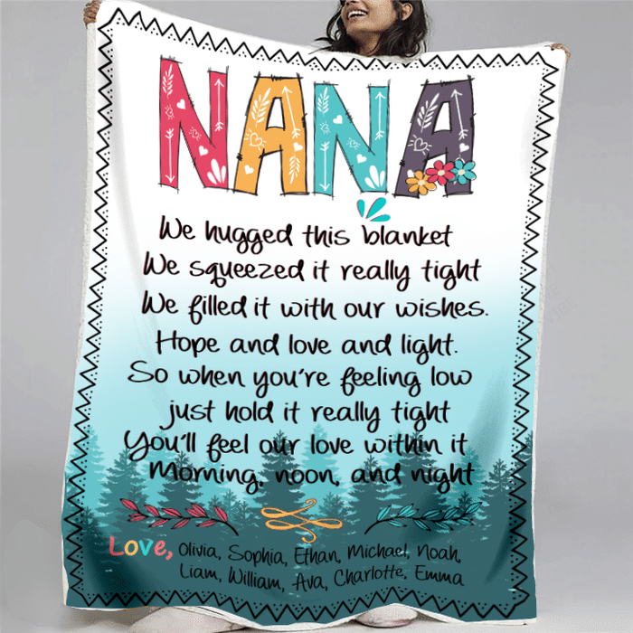 Personalized To My Nana Fleece Blanket From Grandkids We Hugged This Blanket Xmas Custom Nickname & Name