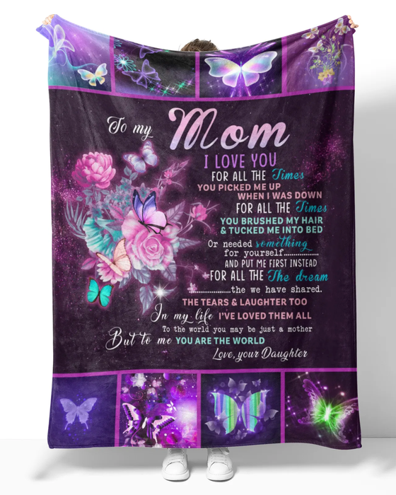 Personalized Fleece Blanket To My Mom On Mothers Day Lighting Butterfly & Flower Blankets Custom Name