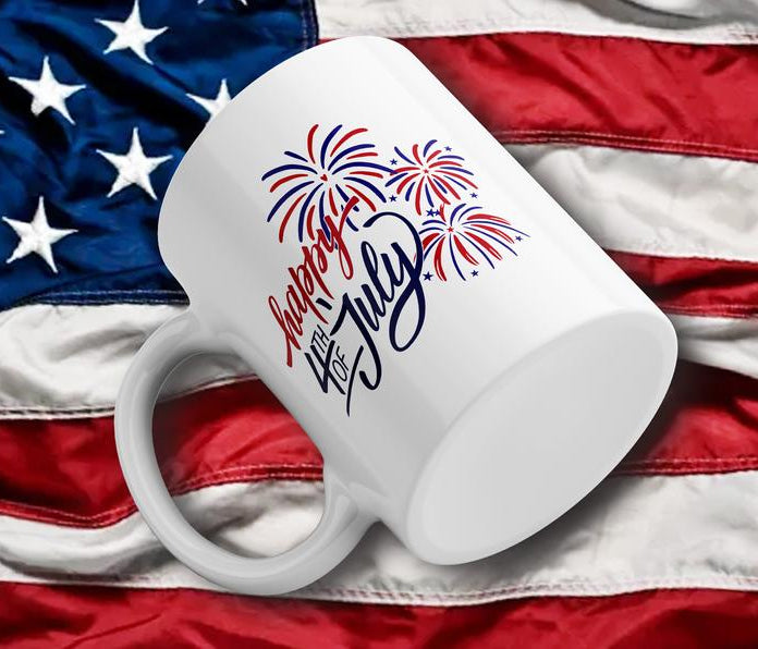 American Fireworks Freedom Coffee Mugs 11oz 15oz for 4th Of July Independence Day Ceramic Teacup