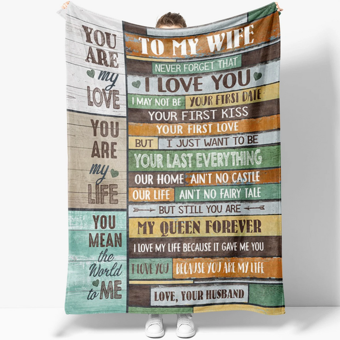 Personalized Wooden Fleece Blanket To My Wife From Husband Still You Are My Queen Forever Blanket Custom Name