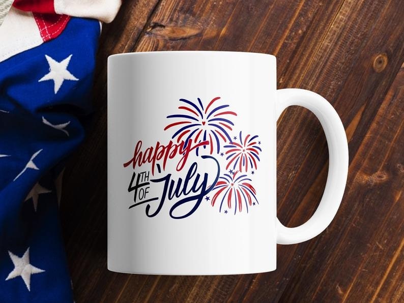 American Fireworks Freedom Coffee Mugs 11oz 15oz for 4th Of July Independence Day Ceramic Teacup