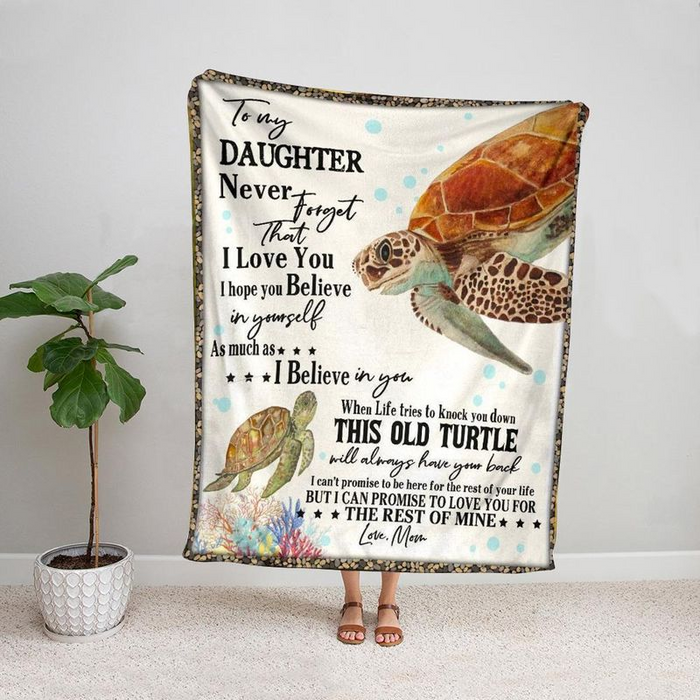 Personalized Vintage Fleece Blanket To My Daughter From Mom This Old Turtle Premium Blankets Customized Name