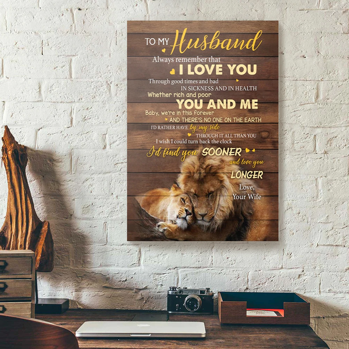 Personalized To My Husband Canvas Wall Art From Wife Lion Couple Always Remember I Love You Custom Name Poster Prints